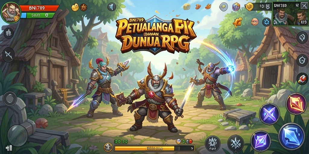 Tampilan gameplay BNI789 yang menampilkan pertarungan dalam dunia RPG.