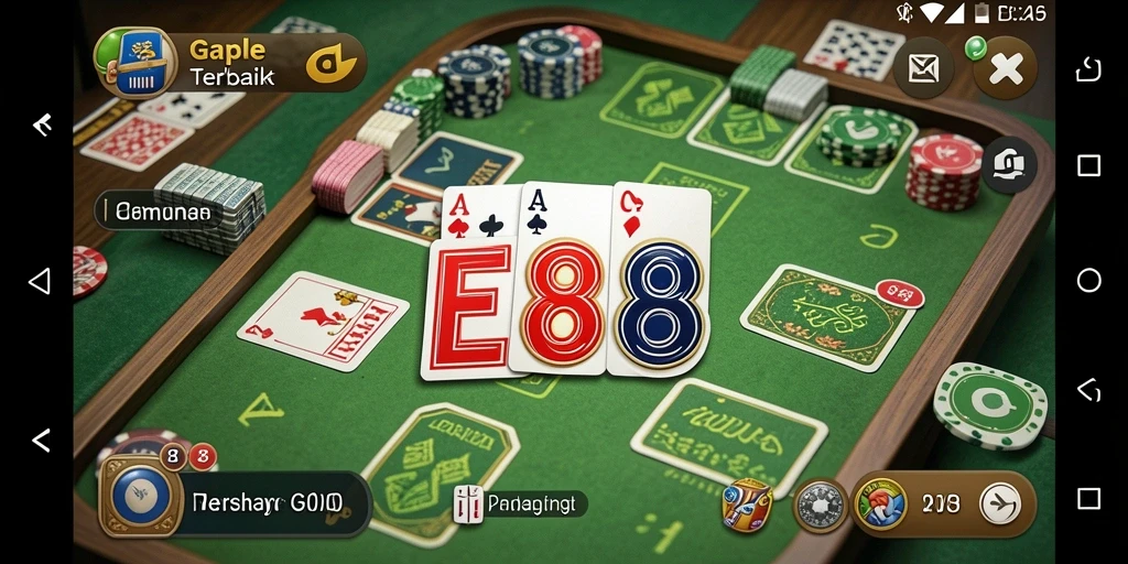 Tampilan gameplay Gaple yang seru dan interaktif di E88.