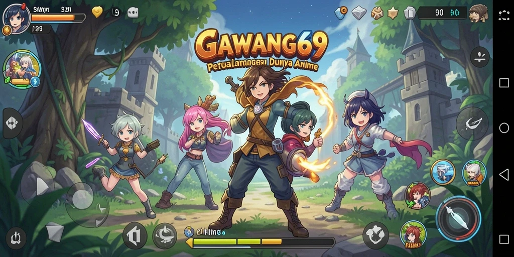 Screenshot gameplay GAWANG69 menampilkan aksi karakter anime yang seru.