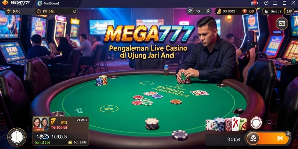 Tampilan gameplay MEGA777 Live Casino dengan dealer langsung yang interaktif.