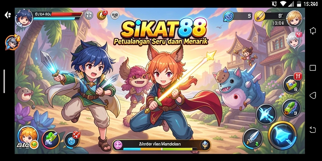 Gameplay seru SIKAT88 dengan karakter anime yang hidup.